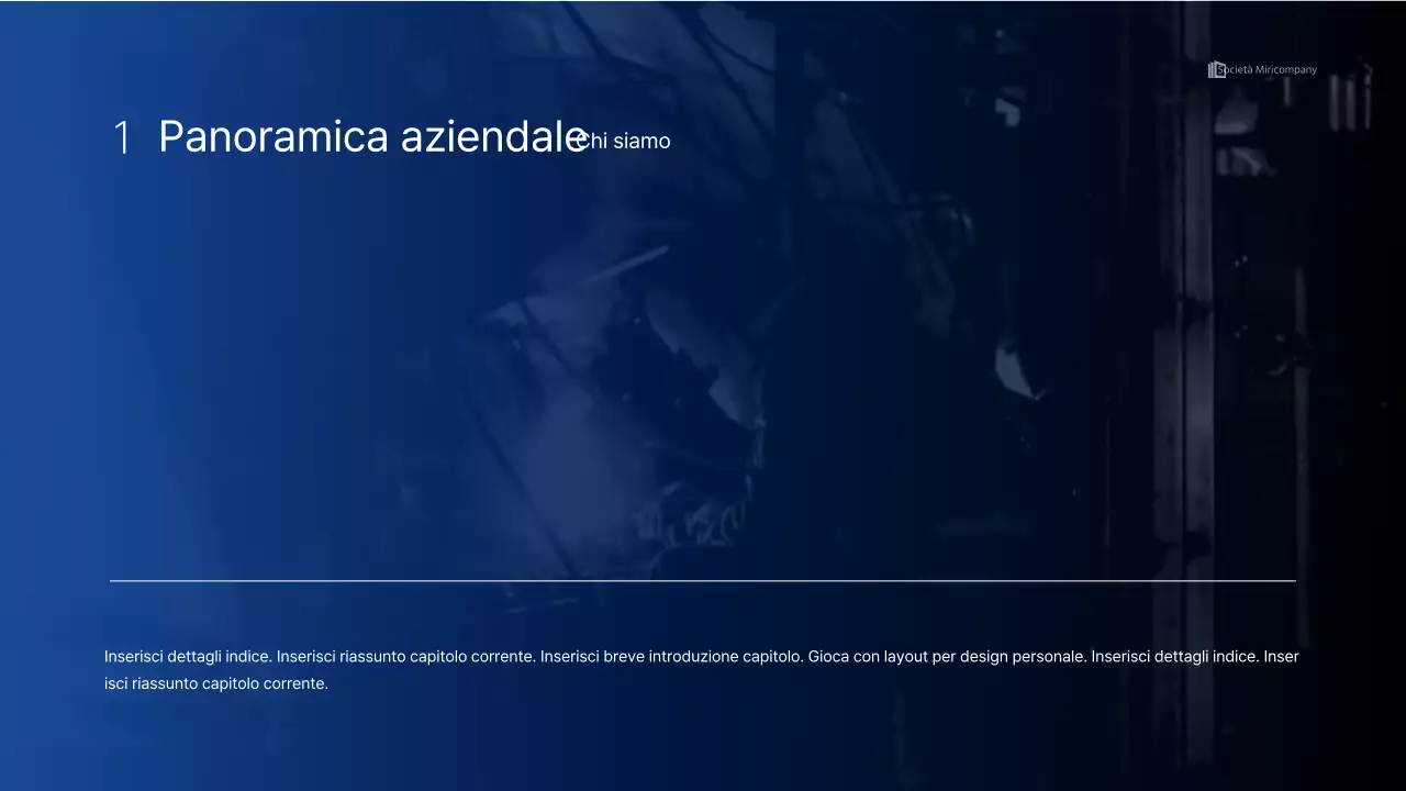 Semplice presentazione infografica aziendale con gradienti blu e verdi