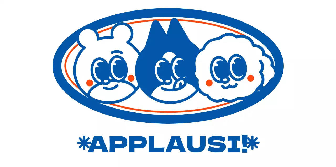 Illustrazione degli amici animali blu e arancione per il merchandising personalizzato