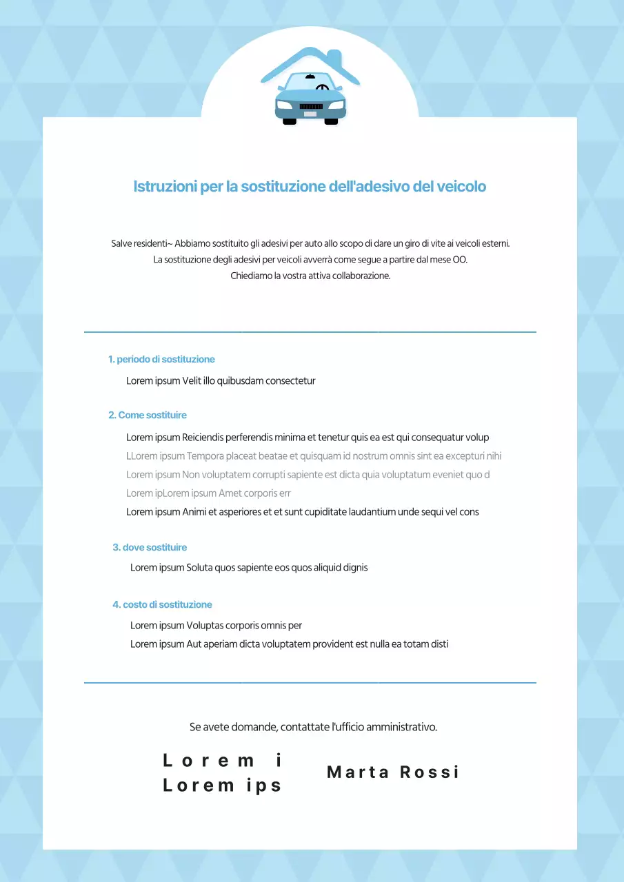 Semplice documentazione sulla sostituzione degli adesivi per auto di colore azzurro