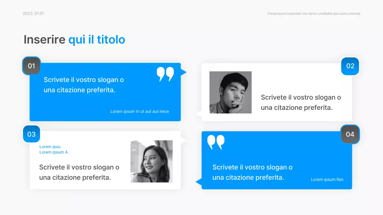 Relazione aziendale con uno stile moderno a gradiente in blu e bianco