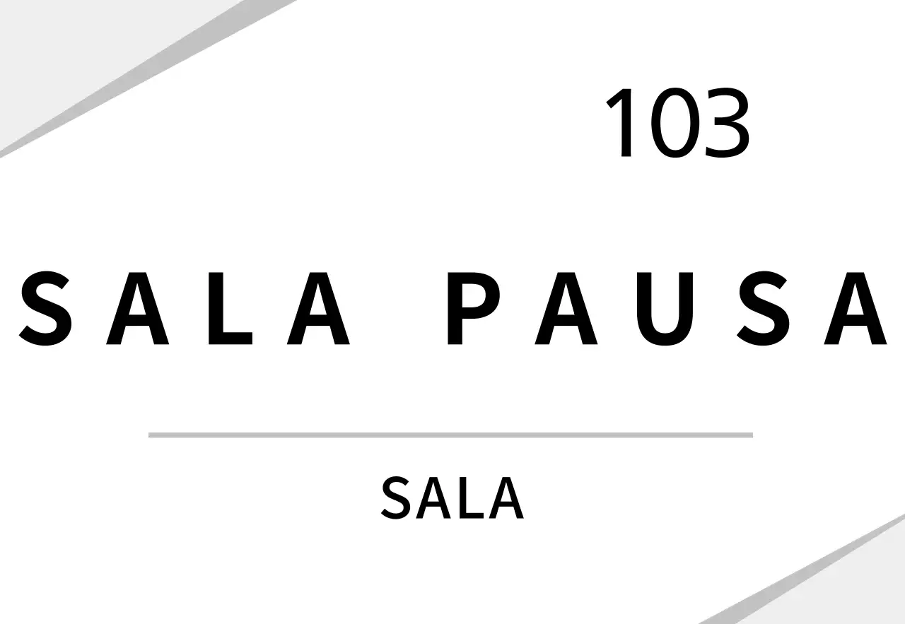 Cartello aziendale bianco con grafica pulita