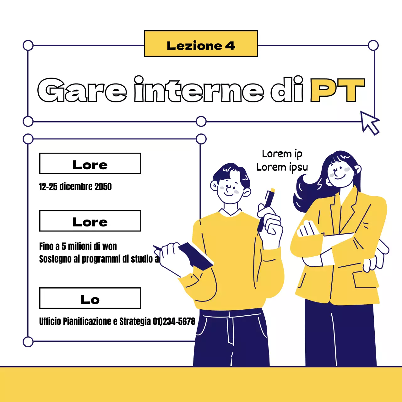 Concorso interno di PT con concetto di scala PowerPoint giallo