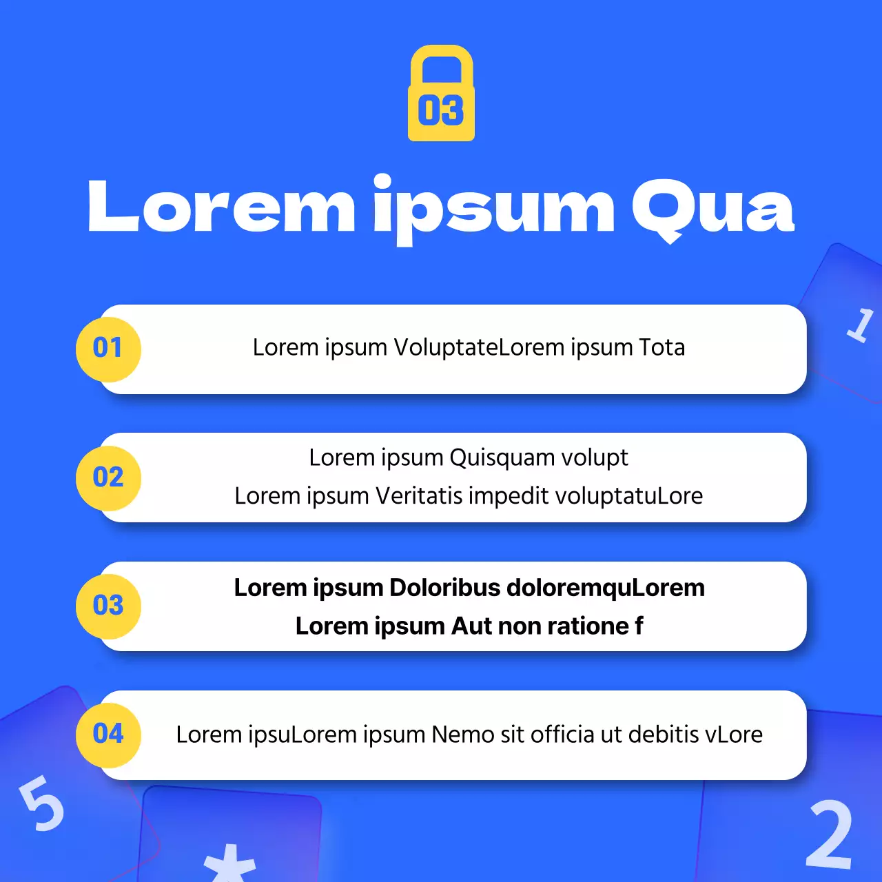 Informazioni ordinate sulla combinazione di password blu e gialla