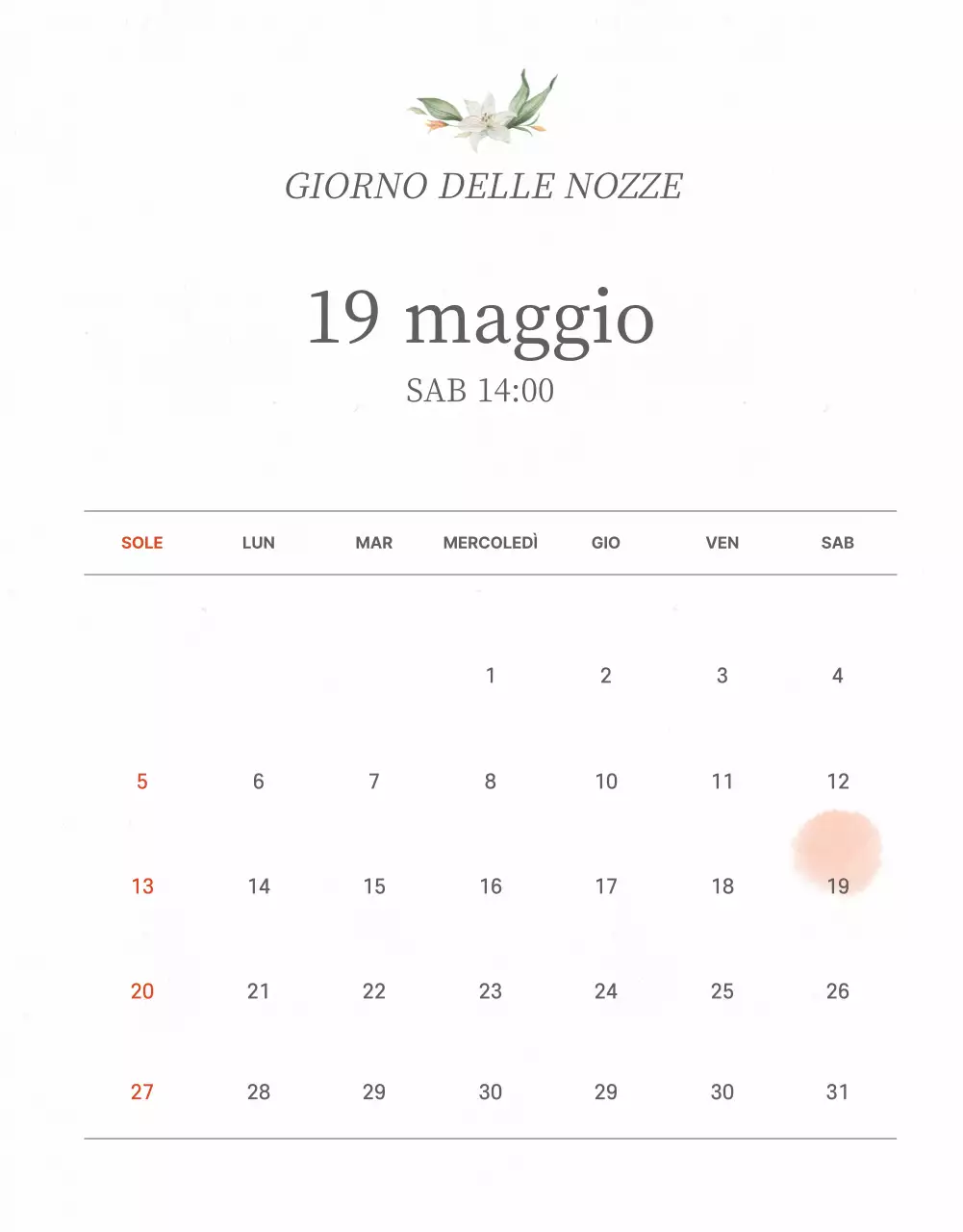 Invito di nozze mobile grigio chiaro e floreale