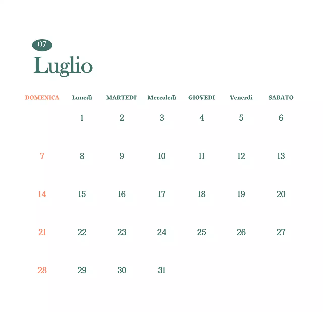 Calendario dei bar con i consigli per le bevande del mese
