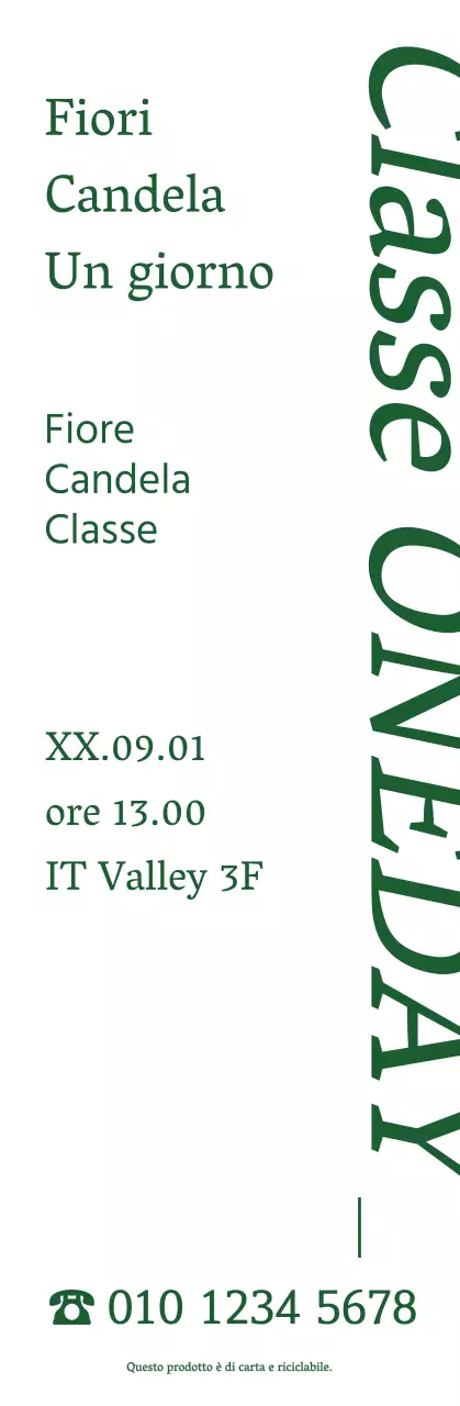 Il corso di un giorno: una candela floreale semplice, sentimentale, in stile scultura, di colore verde.