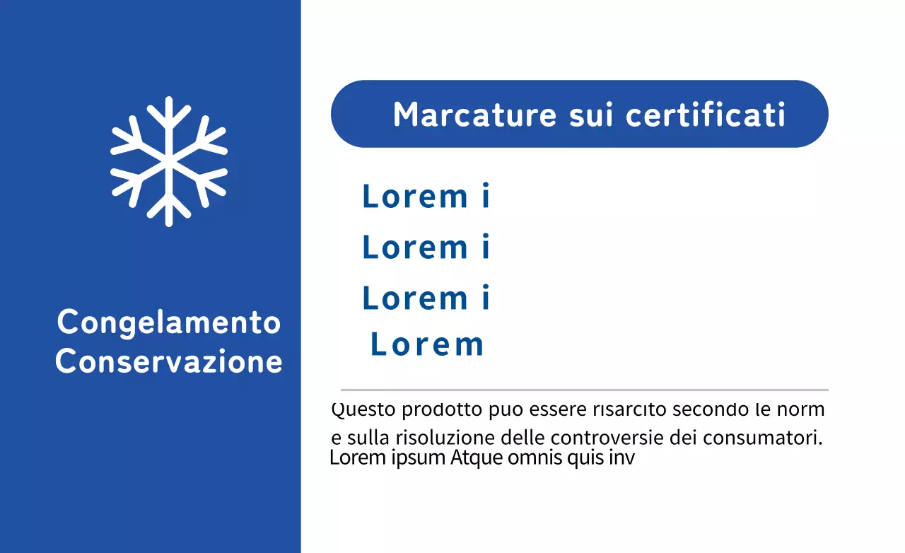 Display informativo per alimenti in freezer bianco blu chiaro