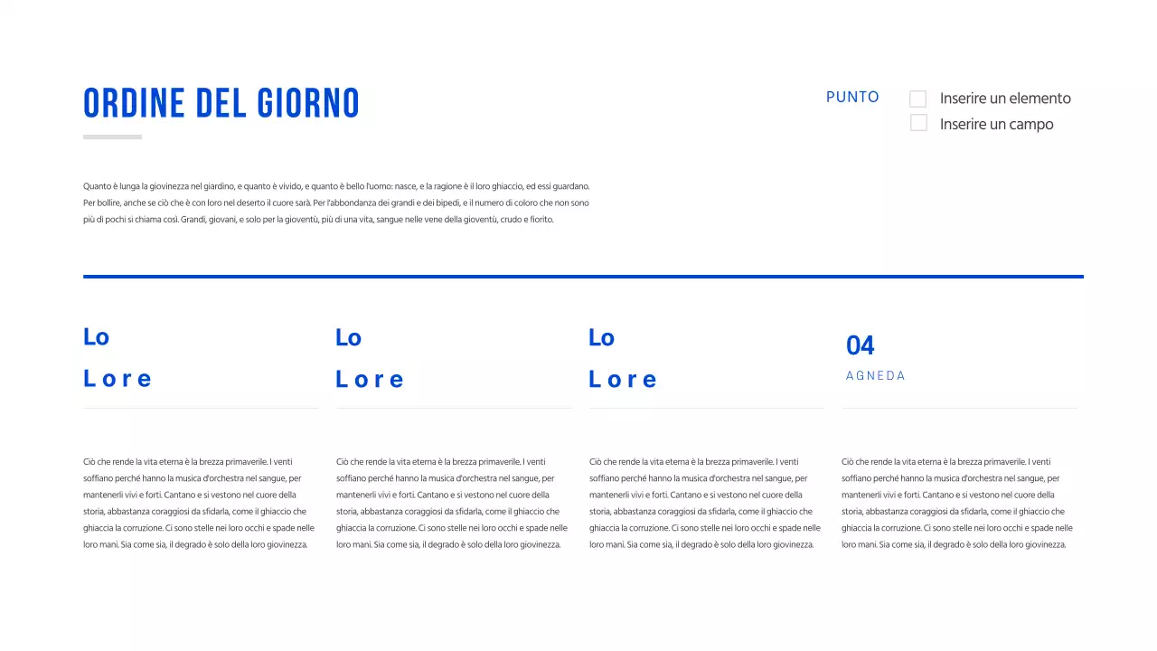 Un'agenda semplice in blu
