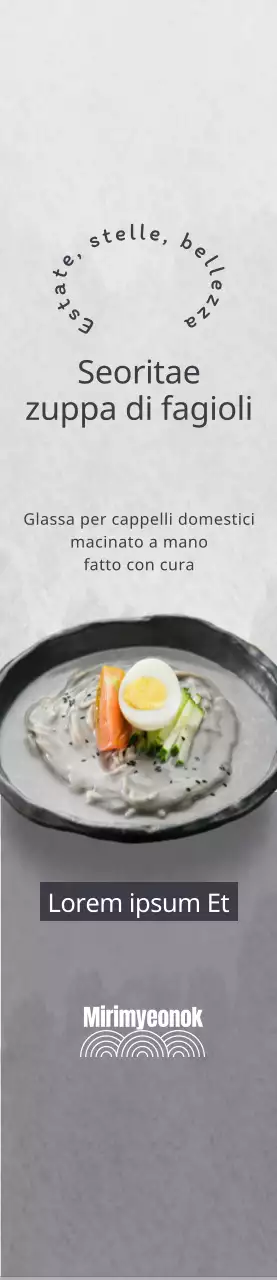 Promuovere la zuppa di fagioli coreana su uno sfondo grigio per un look pulito
