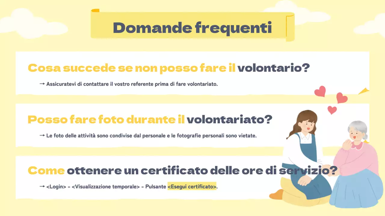 Dispense per i volontari in giallo caldo pastello