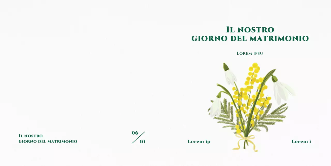 Invito di nozze semplice e sentimentale con illustrazione di gigli bianchi e fiori gialli