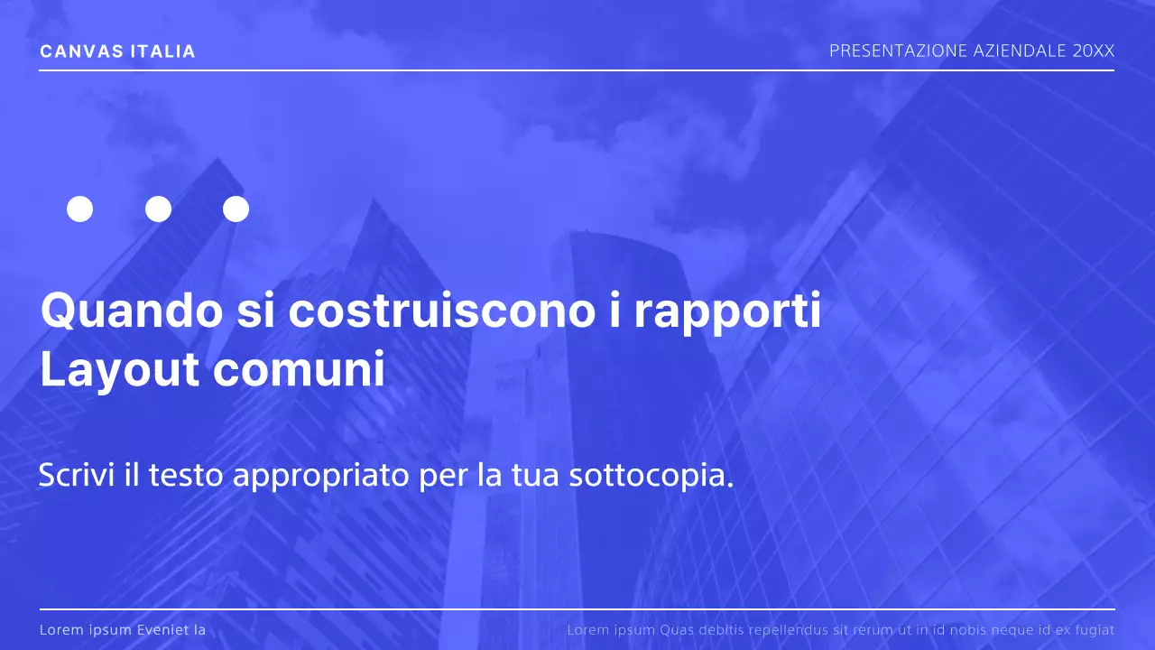 Semplice rapporto di layout aziendale in bianco e blu