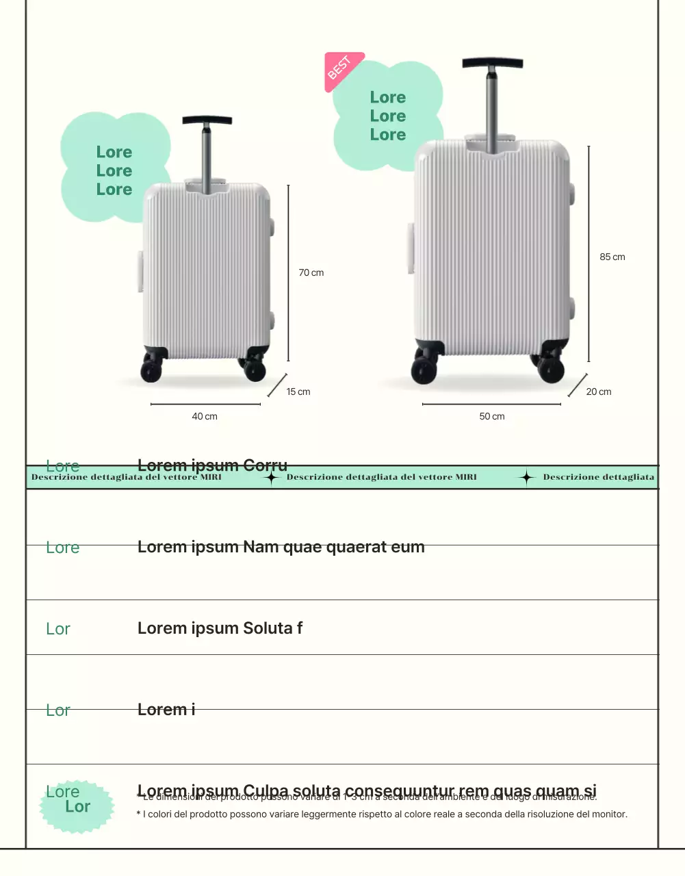 Promuovere le valigie delle vacanze con linee semplici e alla menta