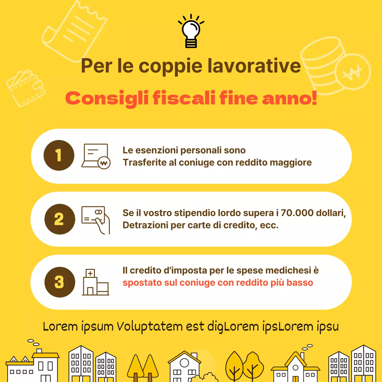 Consigli fiscali di fine anno per le coppie a doppio reddito in giallo