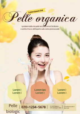 Promuovete un negozio di prodotti per la cura della pelle in primavera con una foto a colori vivaci di una donna che si lava il viso.