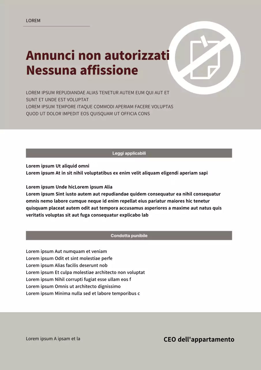 Niente pubblicità negli appartamenti marroni e grigi