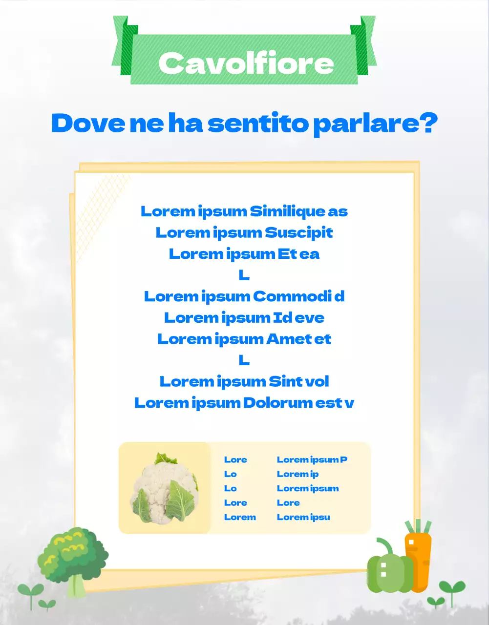 Guida a una fattoria di cavolfiori con un simpatico tema illustrativo blu-verde