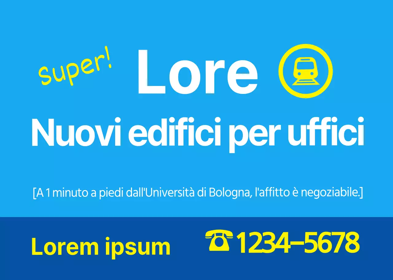 Promuovete la vostra proprietà in un colore blu, leggibile e pulito.