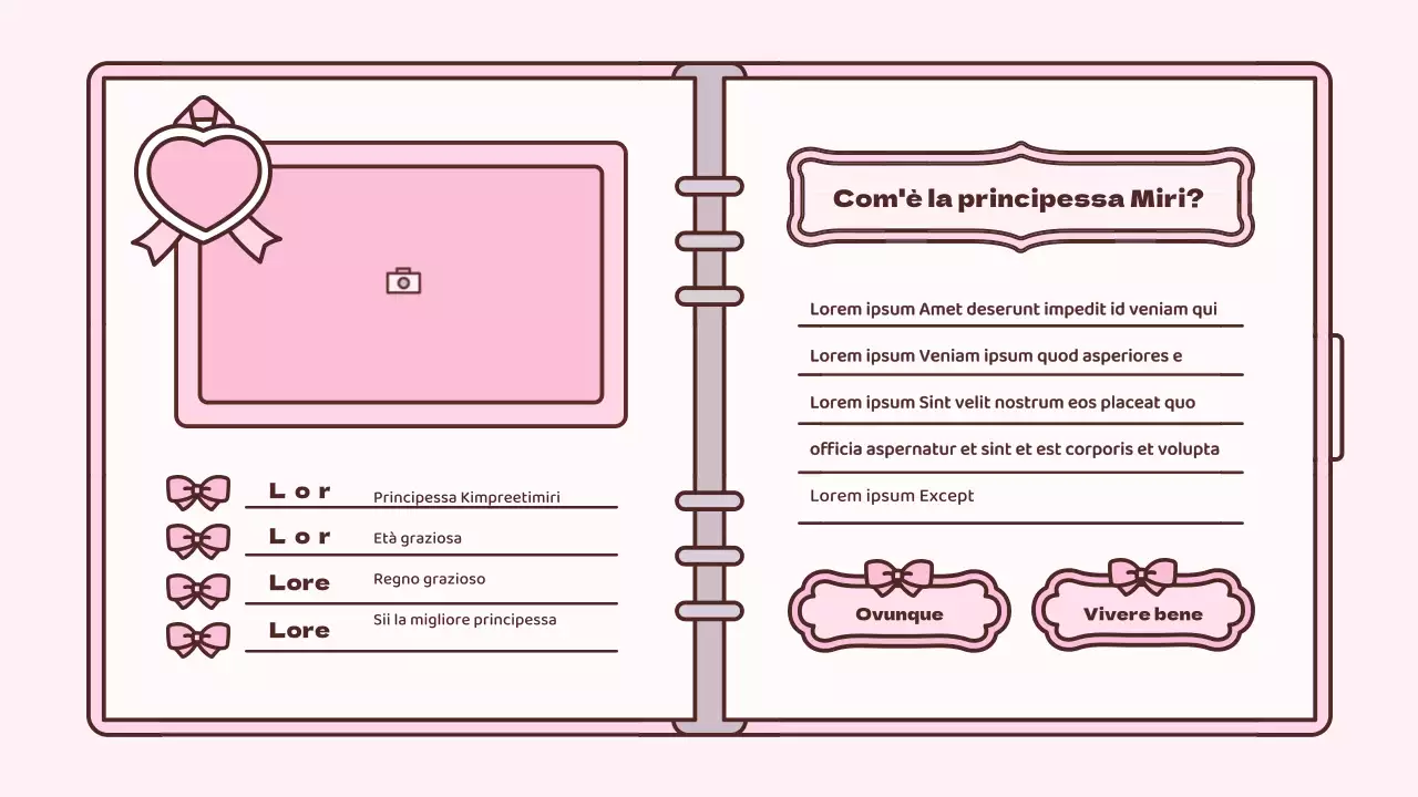 Simpatico kit di presentazione del concetto di agenda in rosa