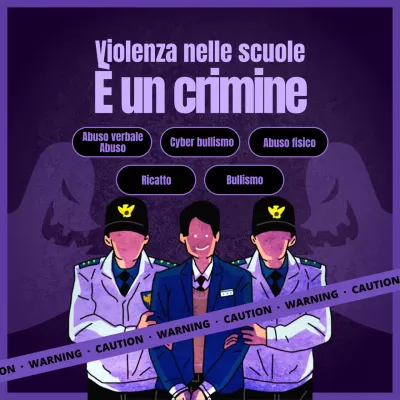 Tipi di violenza scolastica in viola e nero
