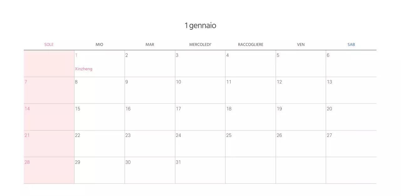 Calendario della chiesa con calde illustrazioni