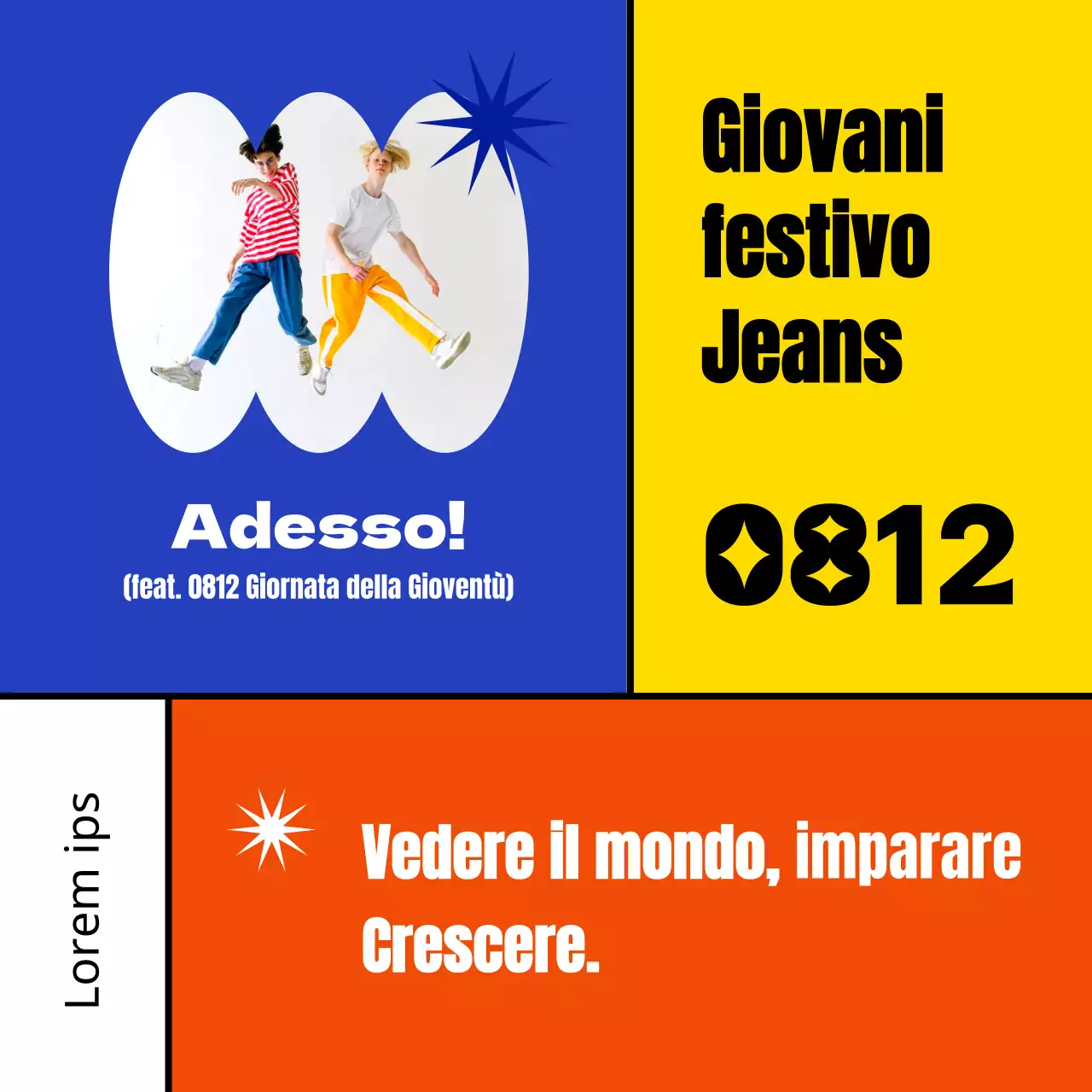 Un annuncio della Giornata della Gioventù a quadri geometrici colorati