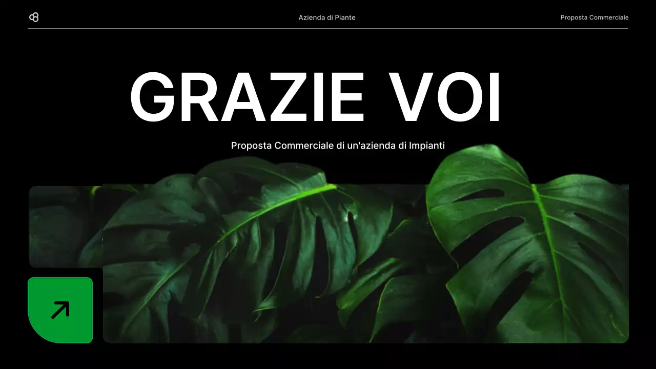 Proposta di business per un'attività commerciale con un concetto di foglia naturale nera e verde