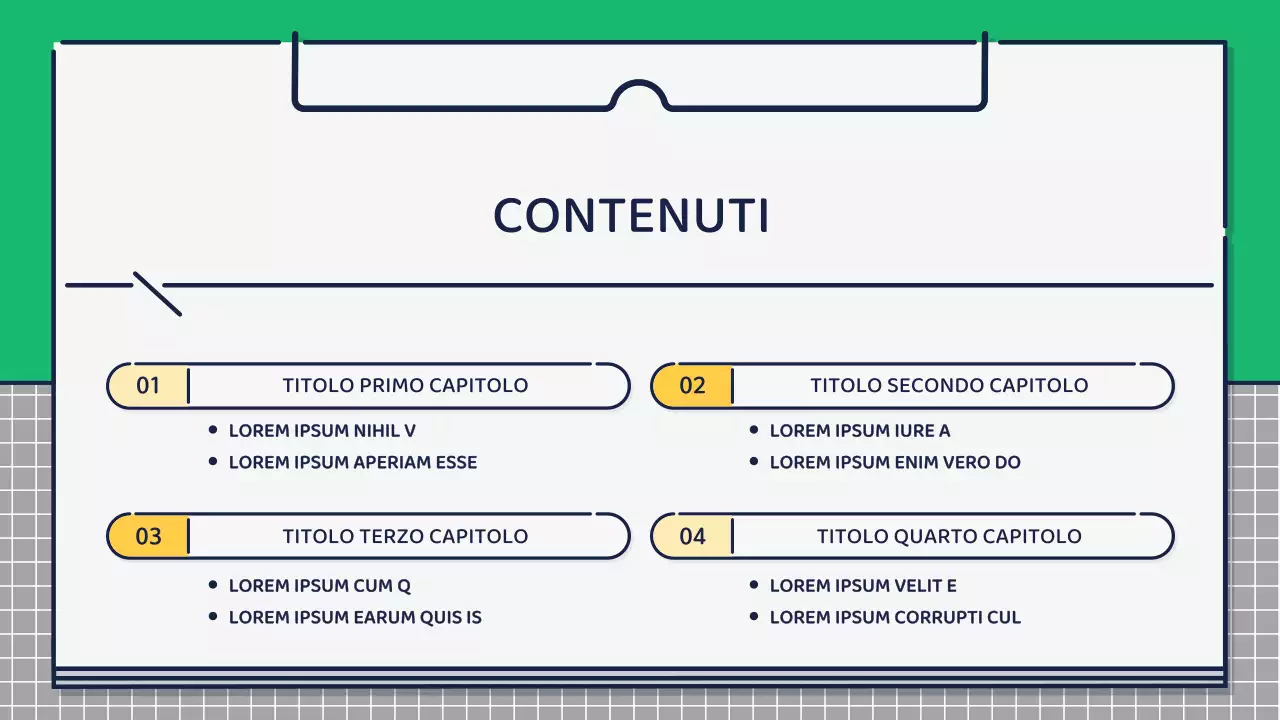 Presentazione sulla progettazione di icone carine e basilari in verde e giallo