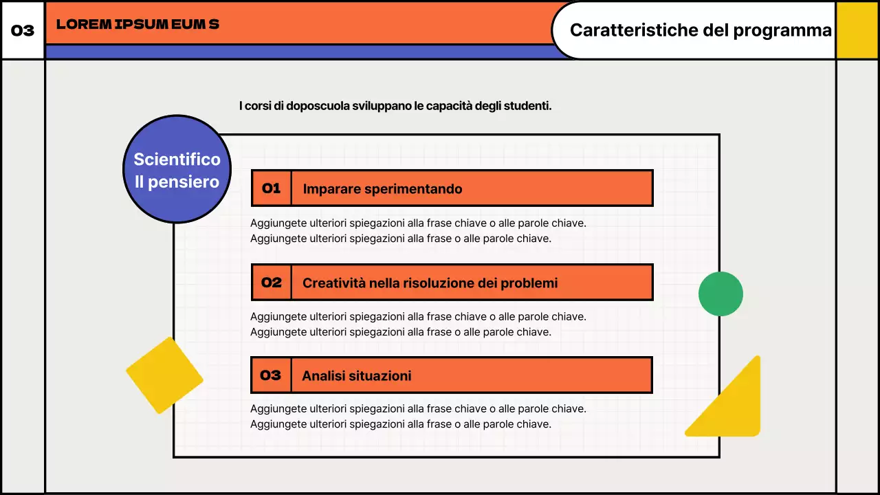 Proposta di corsi di matematica ludica per il doposcuola con forme geometriche colorate