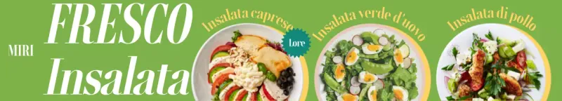 Un menu in stile brunch con un'impaginazione in grassetto, con caratteri ritmici e foto di insalate.