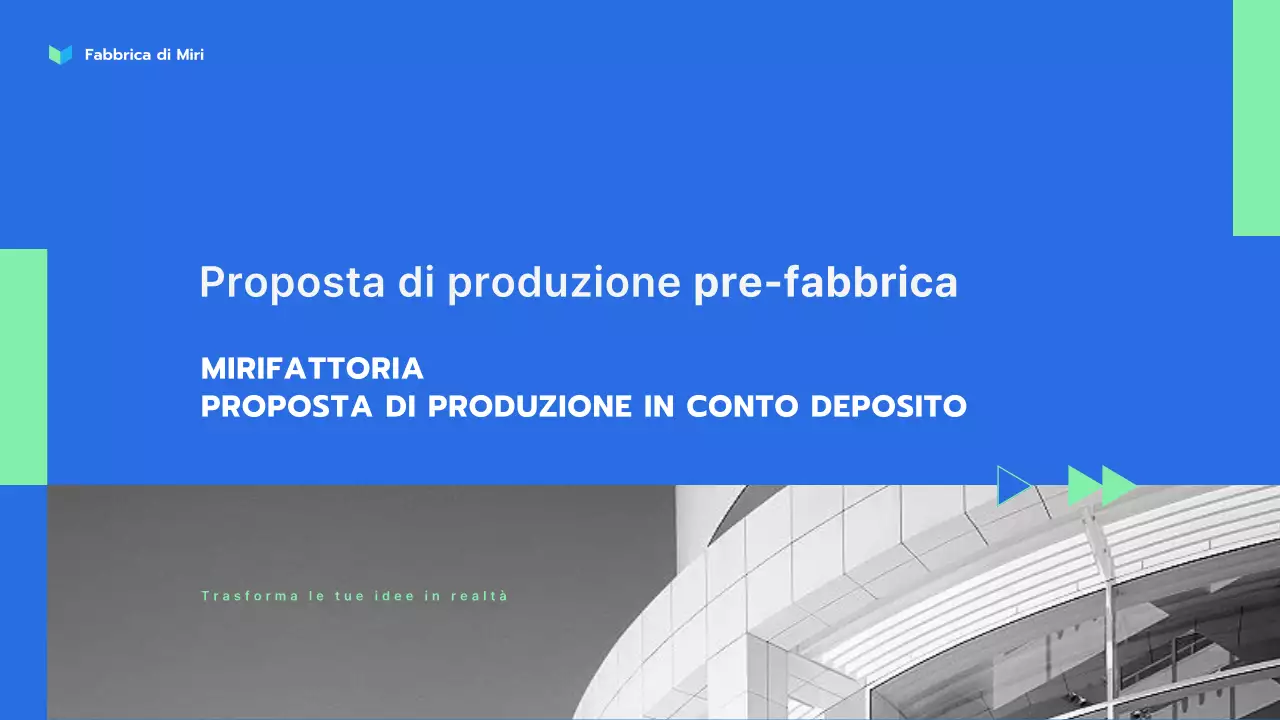 Presentazione della proposta di servizi di produzione in outsourcing di colore blu menta