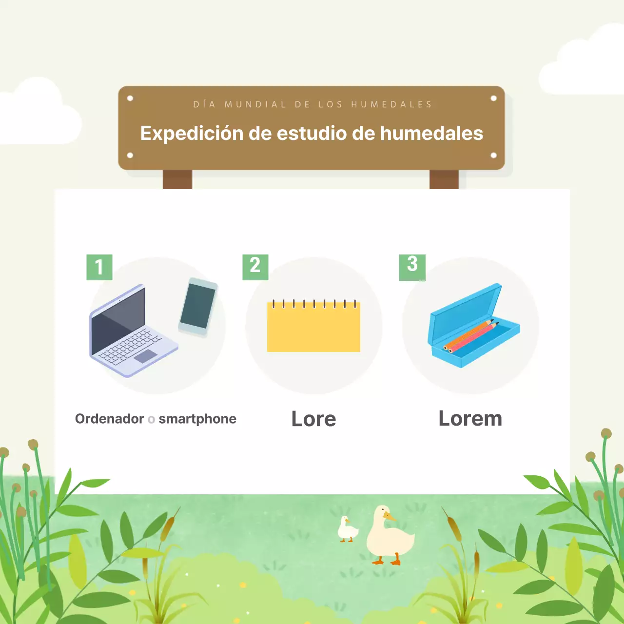 Tarjeta Ducasse del Día Mundial de los HumedalesDiseño de noticias