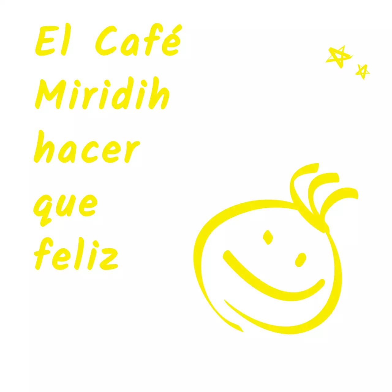 Café de estilo que combina simpáticas ilustraciones amarillas y frases de texto