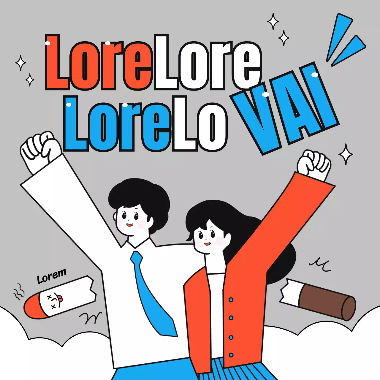 Illustrazioni semplici e simpatiche in rosso, blu e grigio su come smettere di fumare