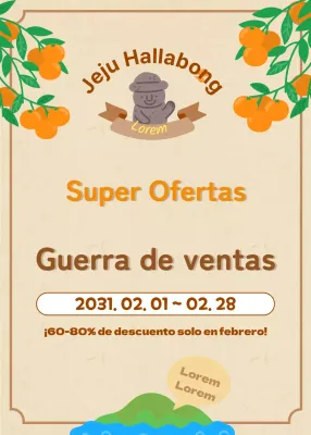 Un hallabong de granja Jeju beige con simpáticas ilustraciones a la venta por tiempo limitado