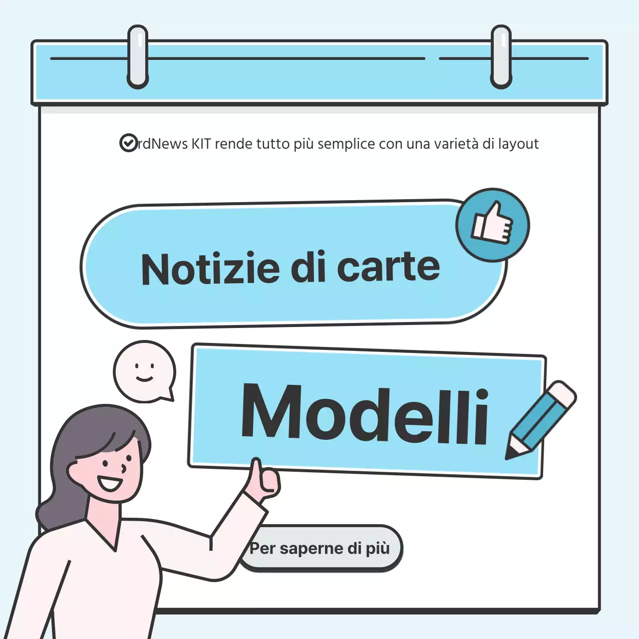 Nota azzurra Concept Biglietto ordinato con simpatiche illustrazioniNews