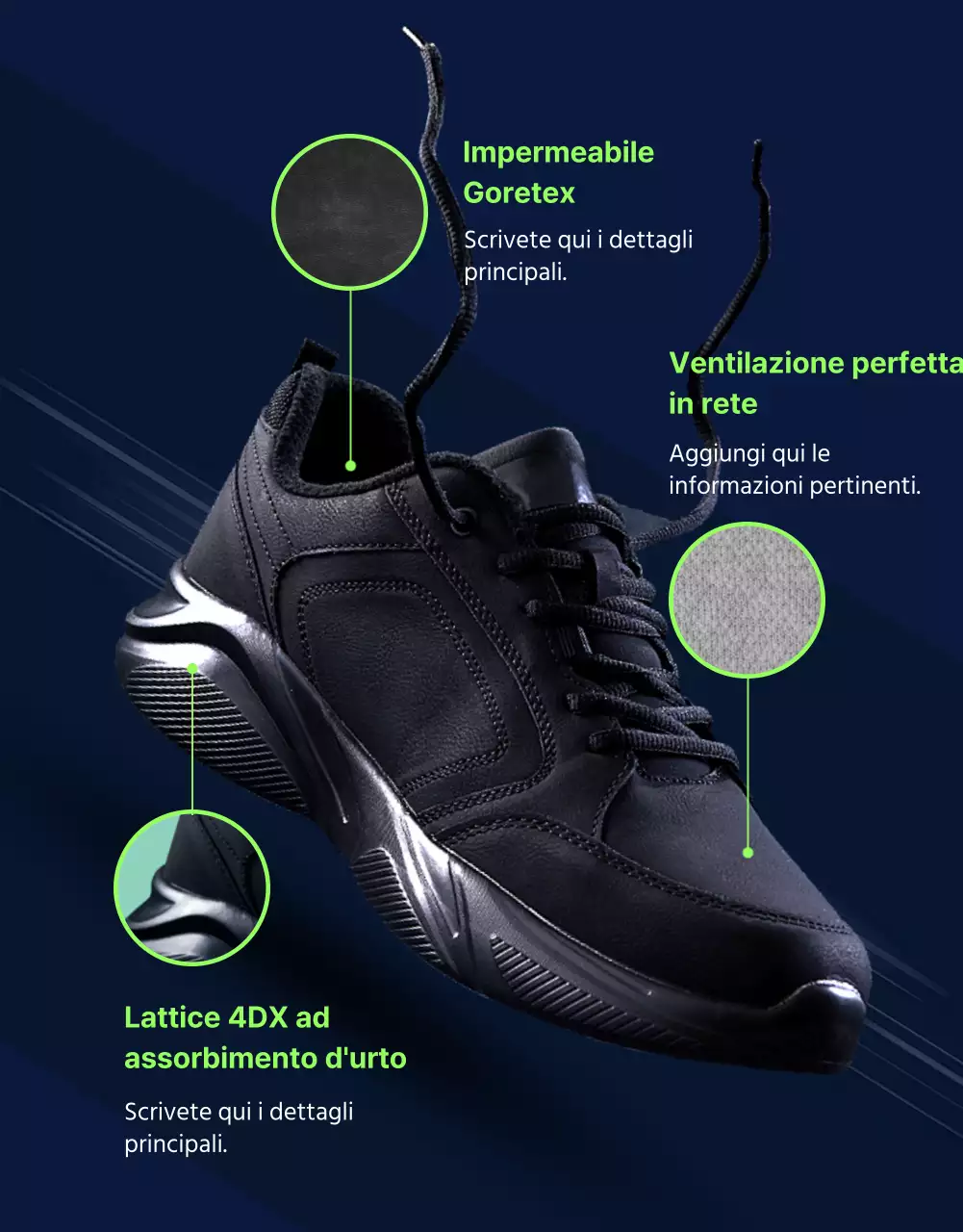 Sneakers outdoor sportive e resistenti in colori navy e fluorescenti