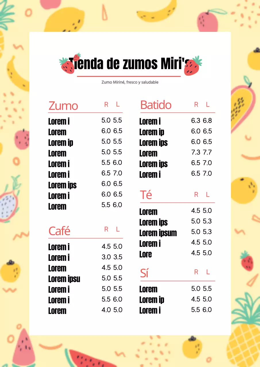 Diseña una bonita carta de bebidas con adorables ilustraciones