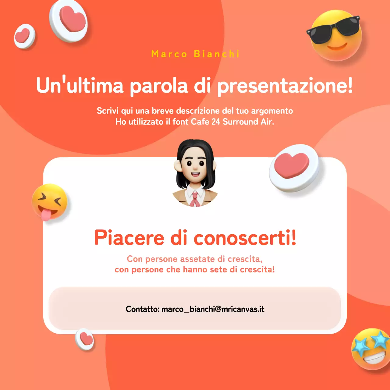 Icona 3D arancione e coralloContenuto della biografia di Instagram