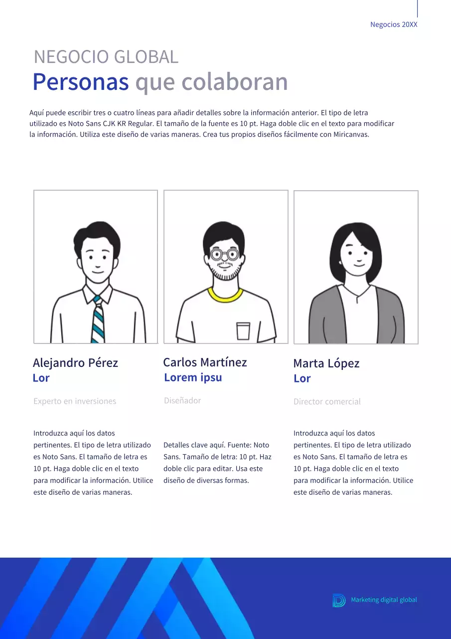 Blue Business Global About Us Theme (Documento corporativo vertical)