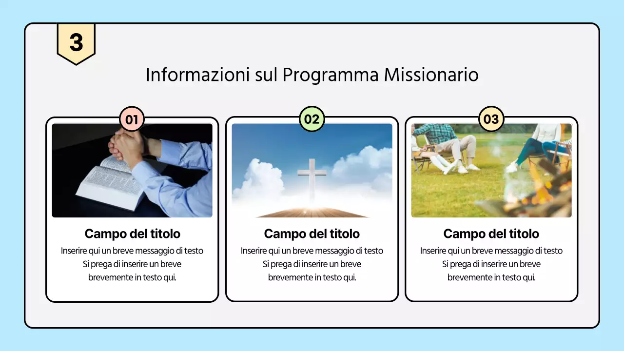 Un opuscolo per le missioni estive della chiesa pulito e dai colori pastello