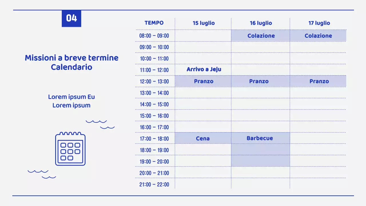 Una semplice missione estiva con linee bianche e blu