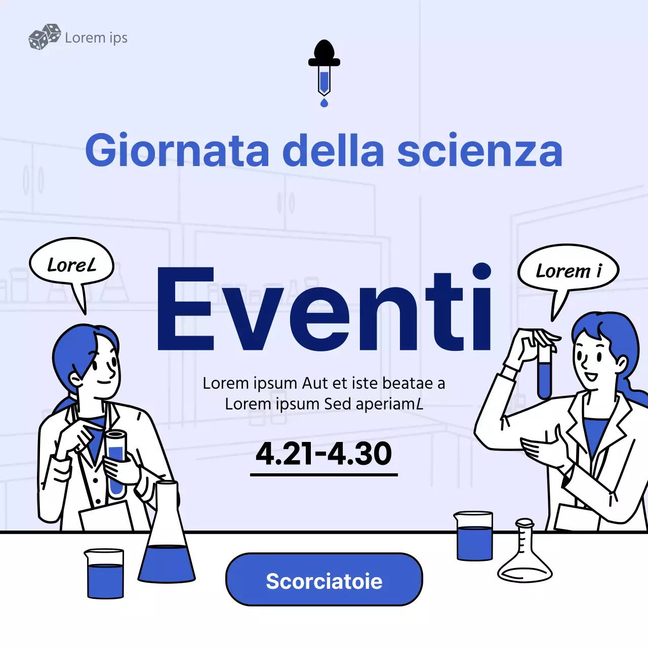 Vendita della Giornata della Scienza con il concetto di laboratorio blu