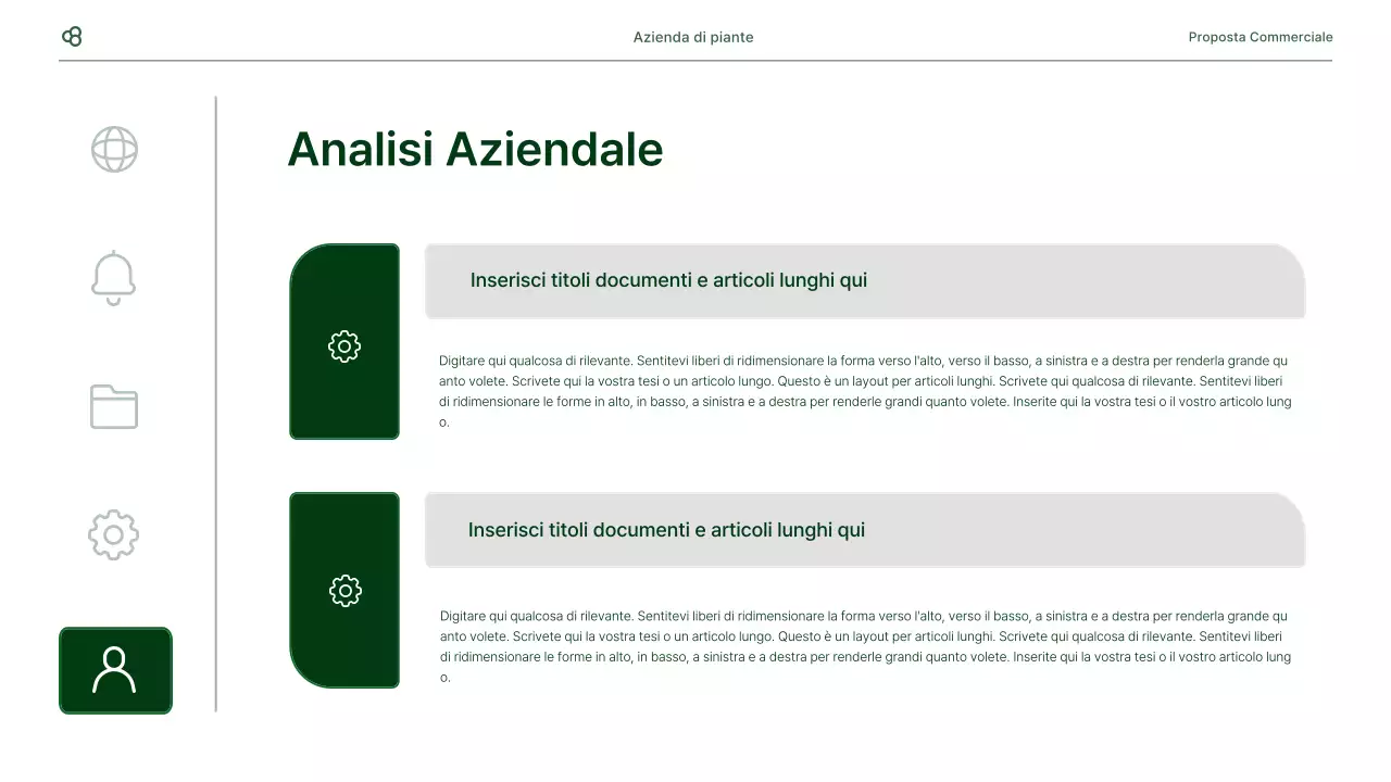 Proposta di business in bianco e verde concetto di foglia naturale