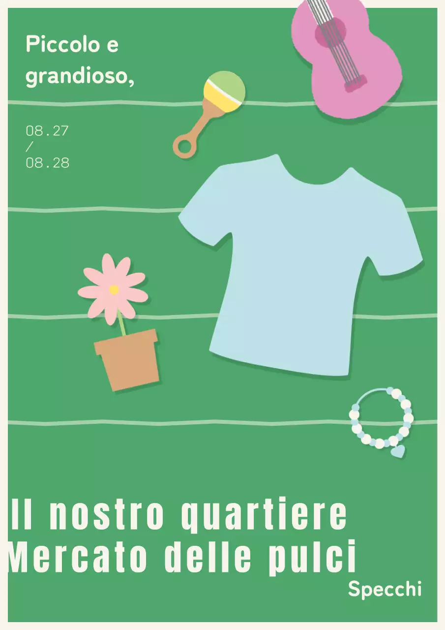 Una guida semplice e illustrata al Mercato delle Pulci in verde e beige