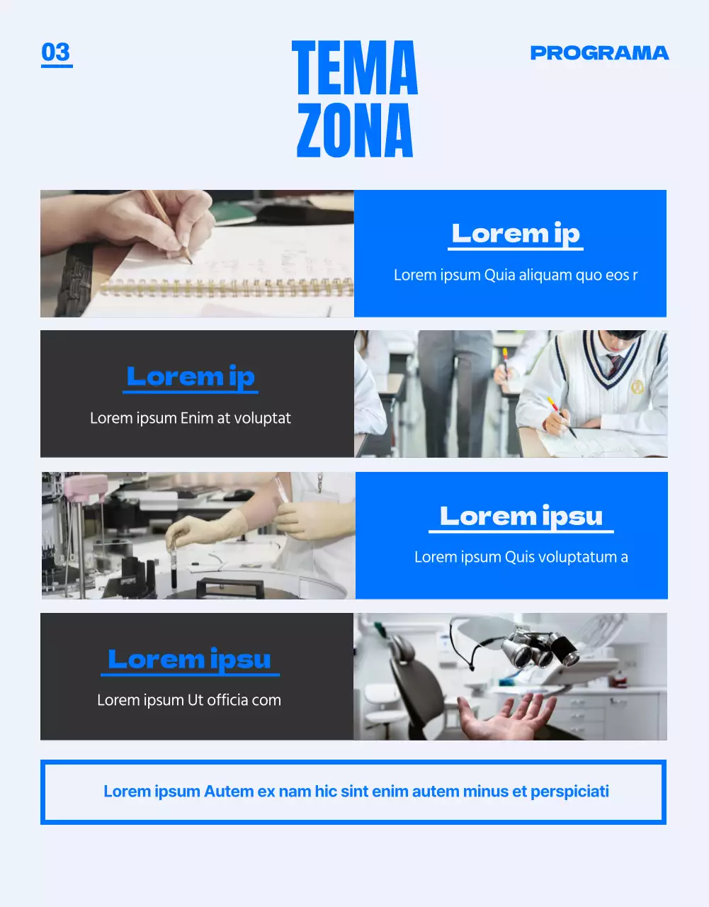 Una feria de acceso a la universidad de color azul, moderna y joven (página de detalles)