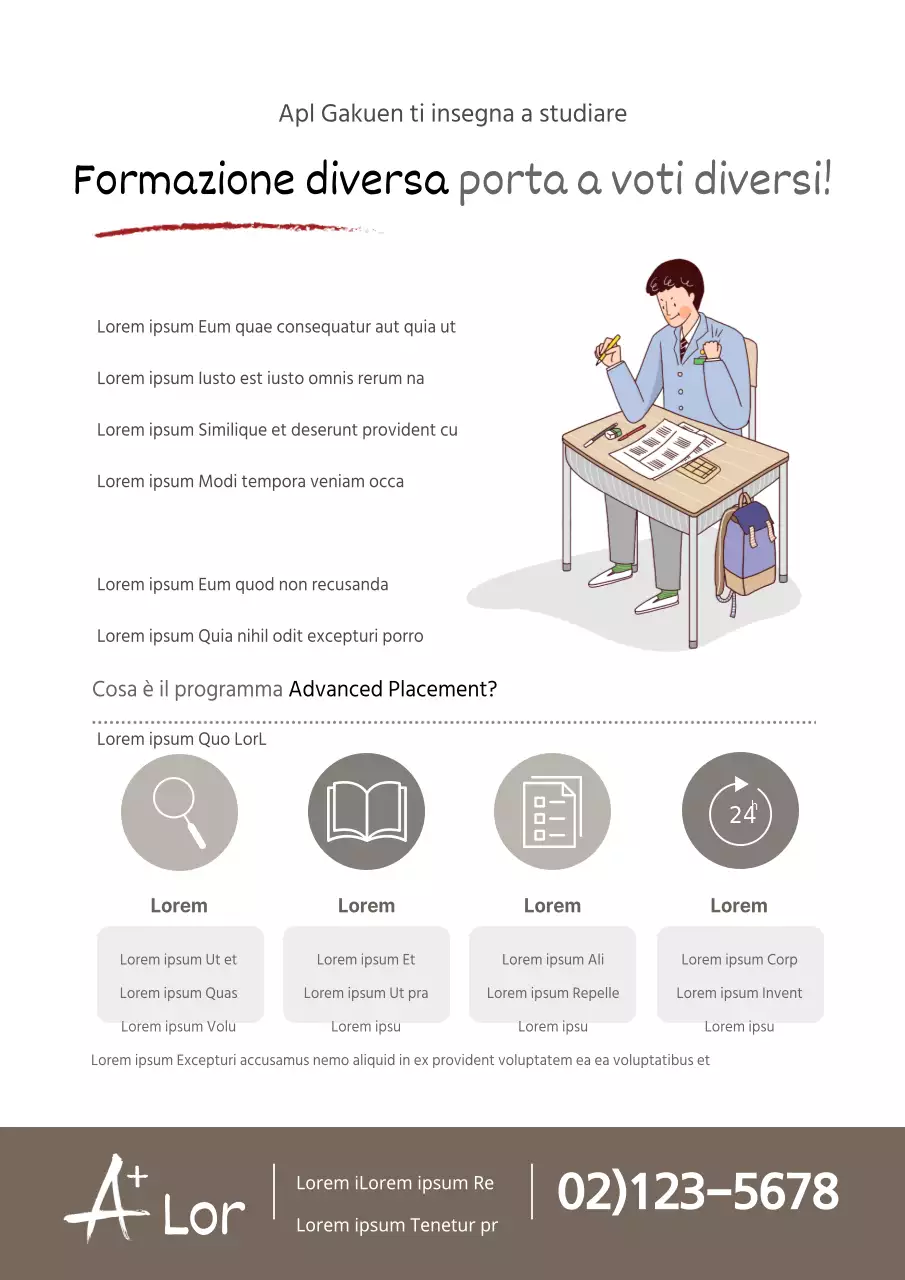 Volantino per una lezione speciale in un'accademia con illustrazioni degli studenti