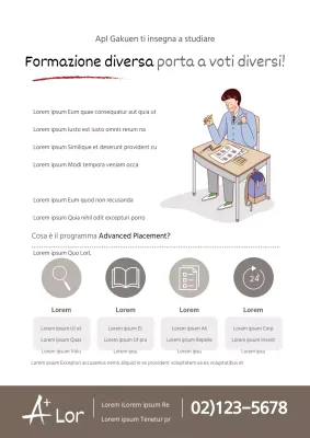 Volantino per una lezione speciale in un'accademia con illustrazioni degli studenti