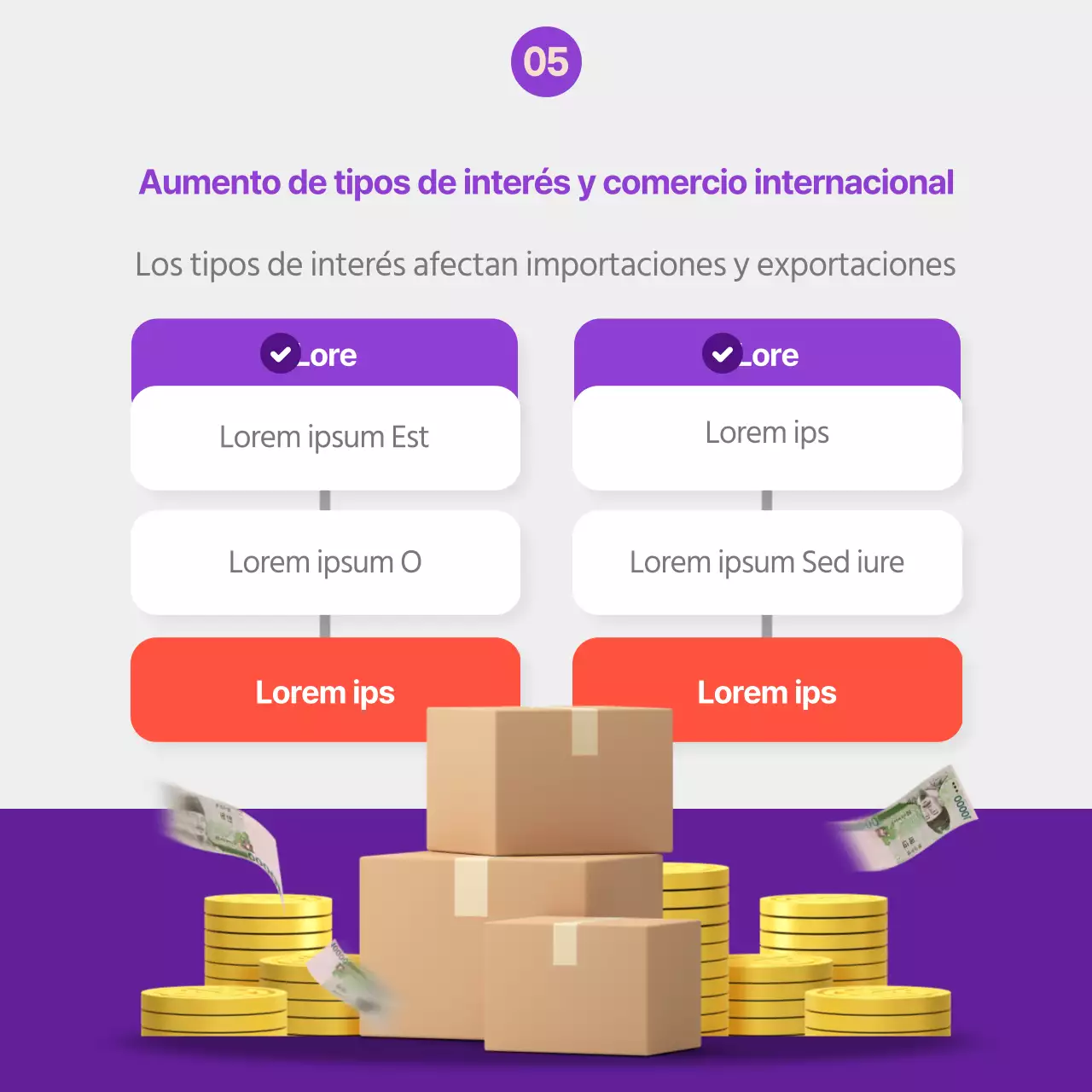 Información sobre la subida de tipos en tonos morados y rojos