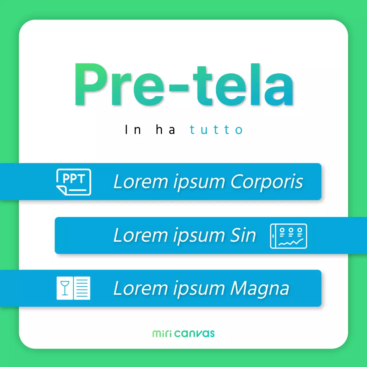 Semplice annuncio di marketing promozionale pre-canale in verde e blu